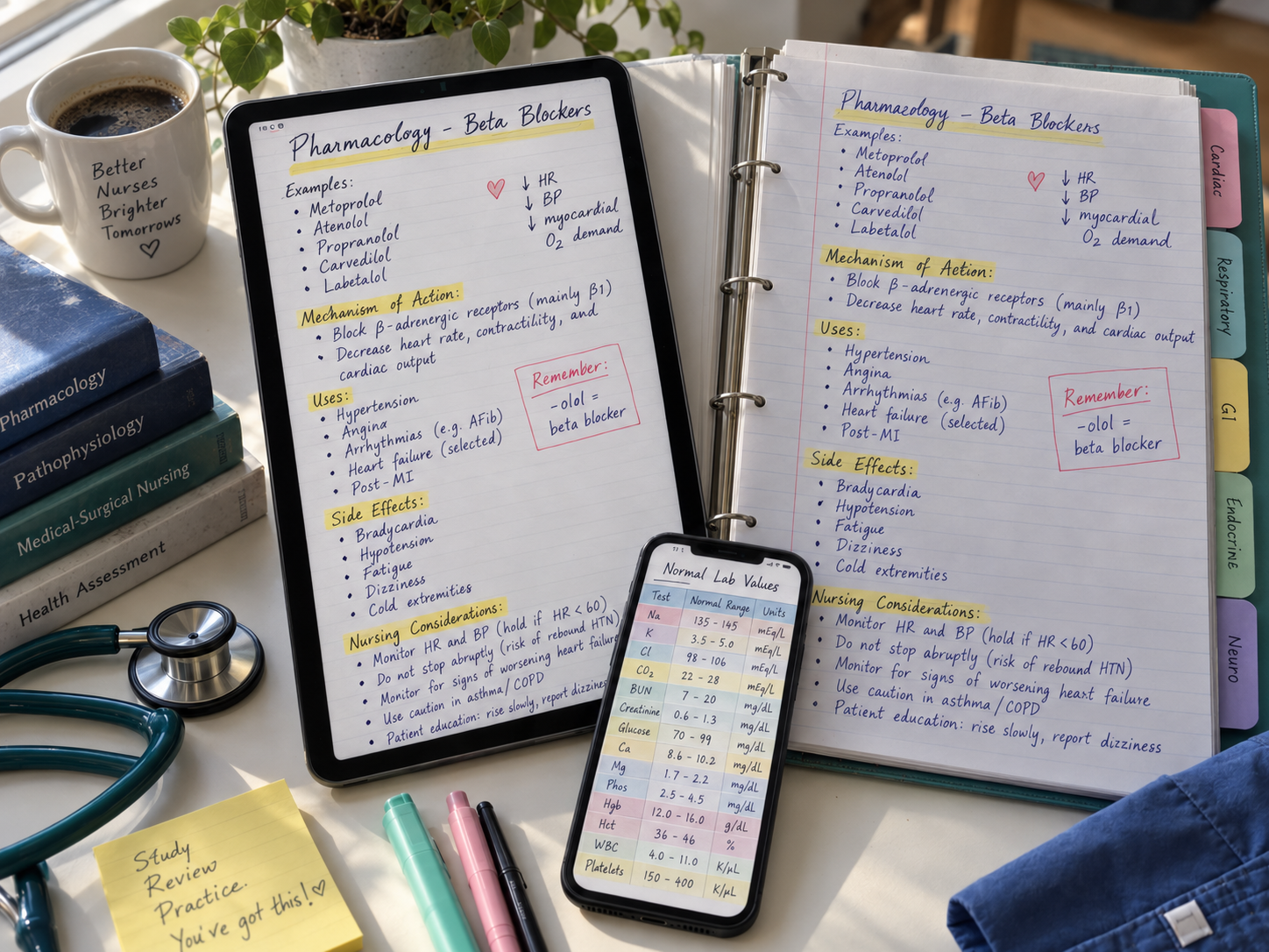 The Ultimate Nursing Success Bundle on tablet, phone and printed binder